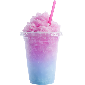 Frozen purple and blue slushy in a cup