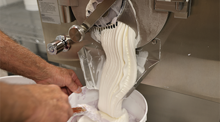 Batch ice cream being extruded