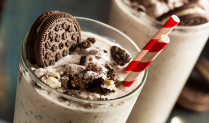 Blended toppings into a shake