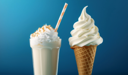 a shake and ice cream cone