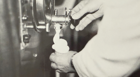 Serving soft serve from one of the first soft serve machines.