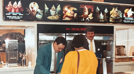 selling Electro Freeze at a tradeshow, showing the full line of products