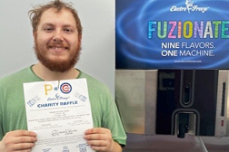 Electro Freeze employee, Gage, wins raffle for Cubs tickets. The raffle benefited our local community too!